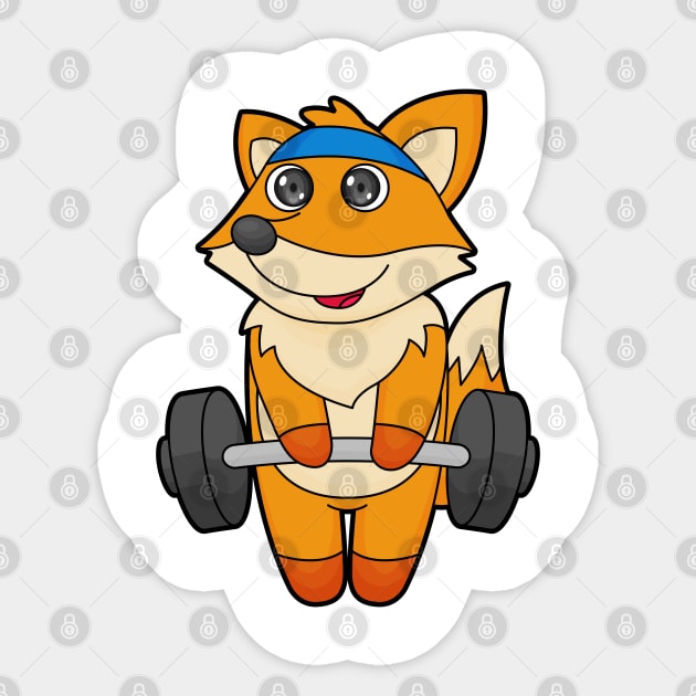 Fox at Fitness with Barbell Sticker by Markus Schnabel